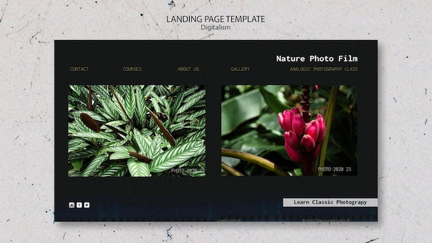 Free PSD nature photo film landing page template