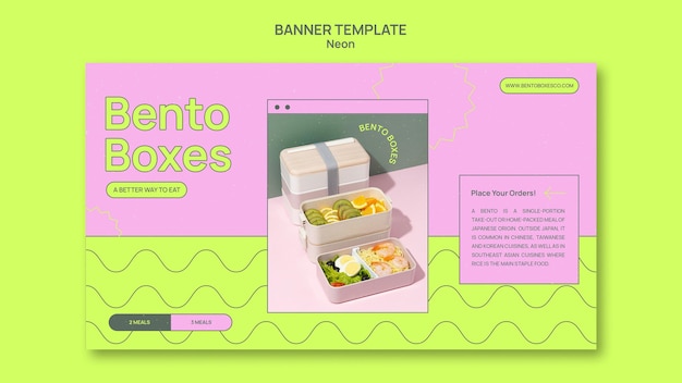 Free PSD neon bento box banner template