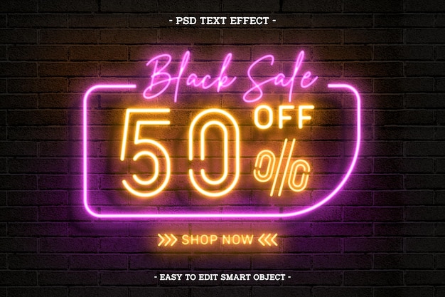 Free PSD neon black friday editable text effect