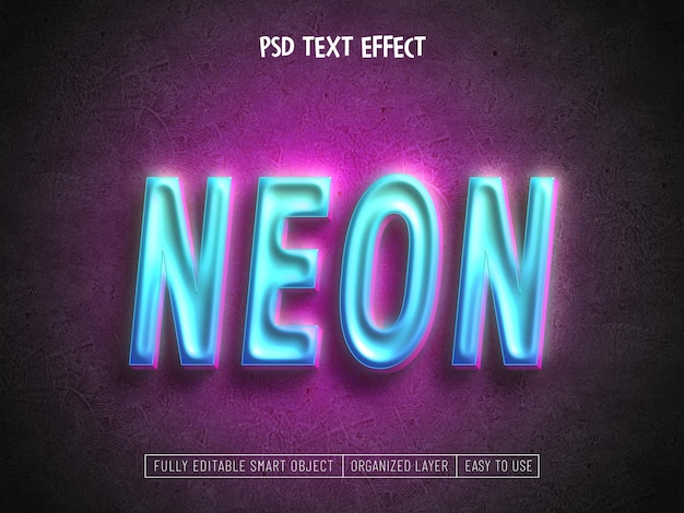 Free PSD neon light editable text effect