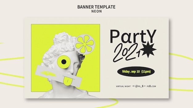 Free PSD neon party banner template