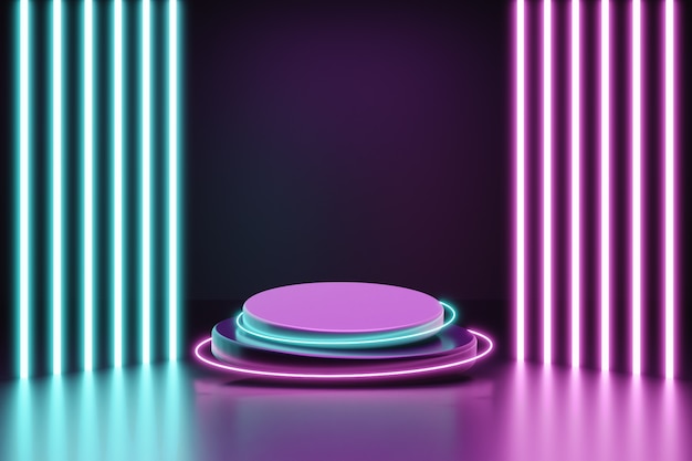 Free PSD neon podium sales podium background