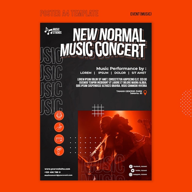 Free PSD new normal music concert print template