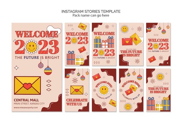 Free PSD new year 2023 instagram stories template