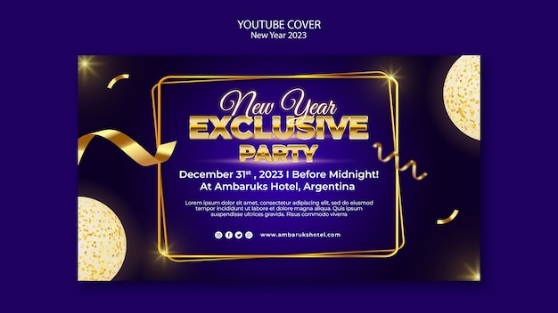 Free PSD new year celebration youtube cover template