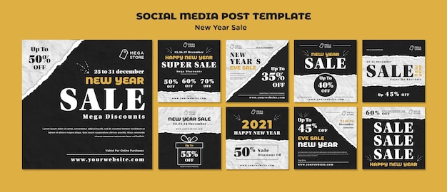 Free PSD new year sale social media post template