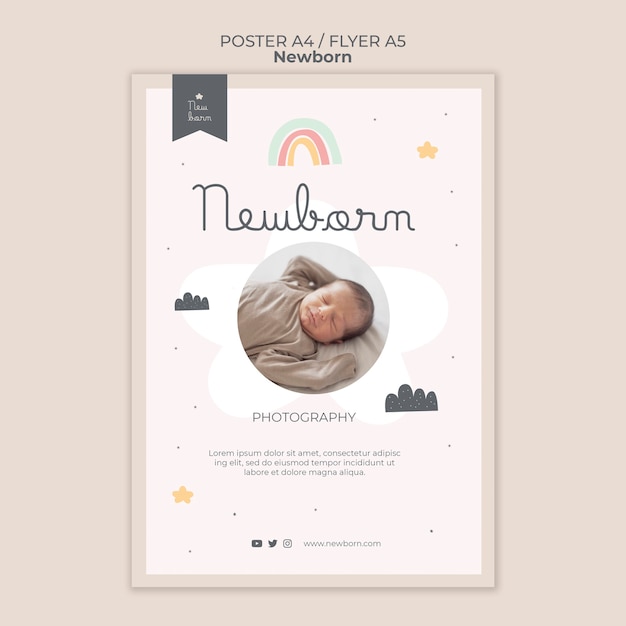 Newborn baby poster and flyer template design