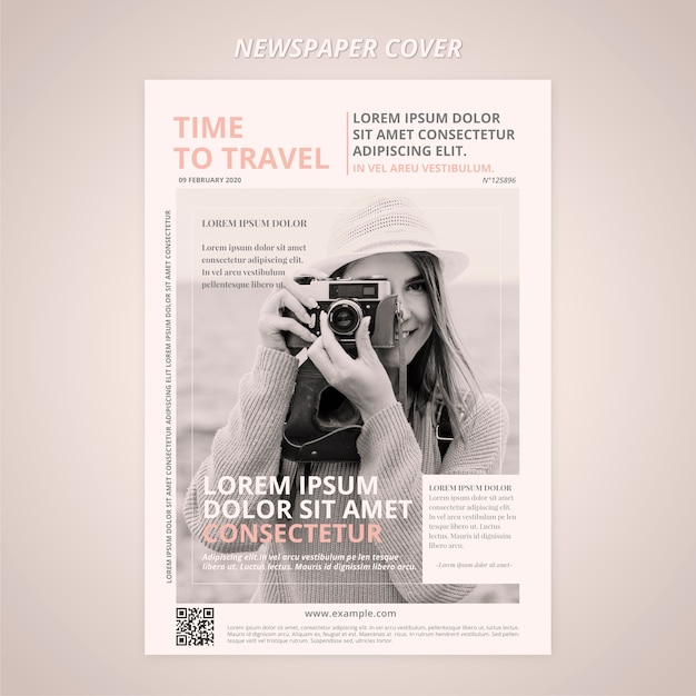 Free PSD newspaper cover with travel photographer