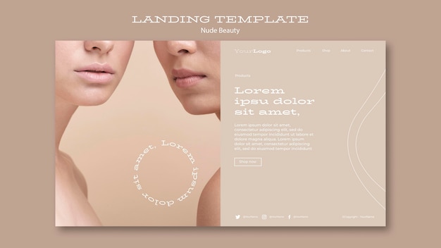 Free PSD nude beauty landing page template