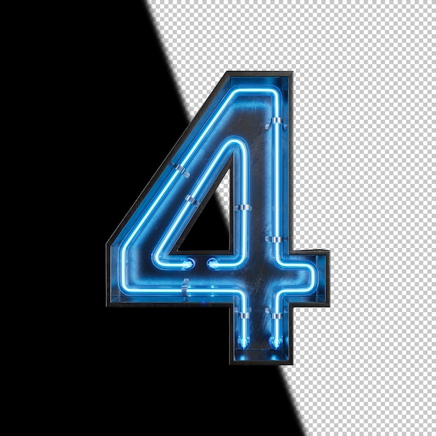 Free PSD number 4 made from neon light