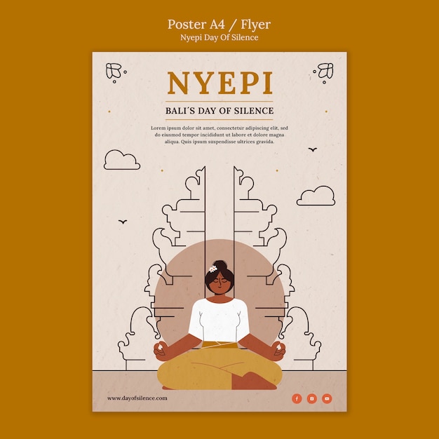 Free PSD nyepi flat design poster or flyer template