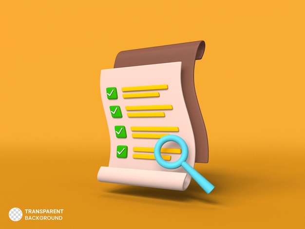 Free PSD office paperwork approval icon isolated 3d render illustration