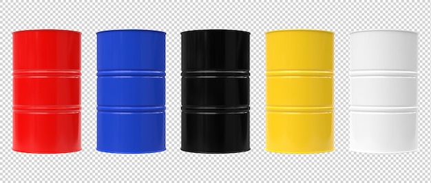 Free PSD oil barrels mockup on transparent background