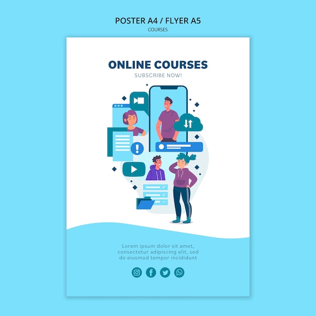 Free PSD online courses poster template