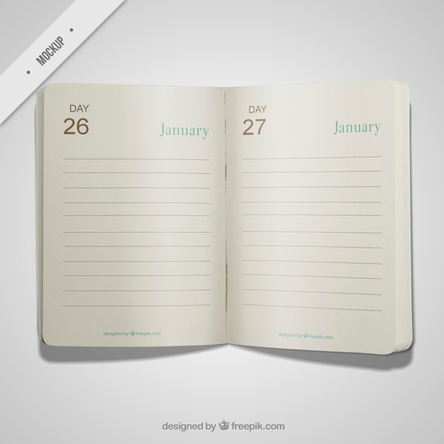 Free PSD open diary mockup