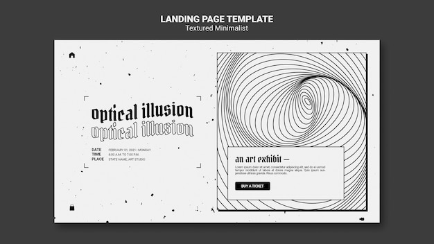 Free PSD optical illusion art exhibit landing page template