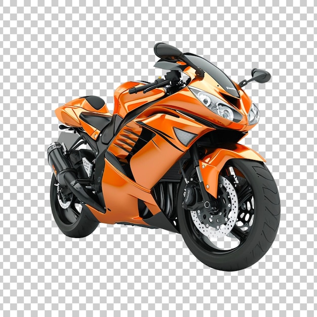 Free PSD orange sports bike motorcycle on a transparent background