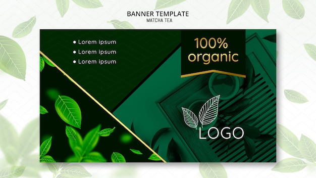 Free PSD organic matcha tea banner template