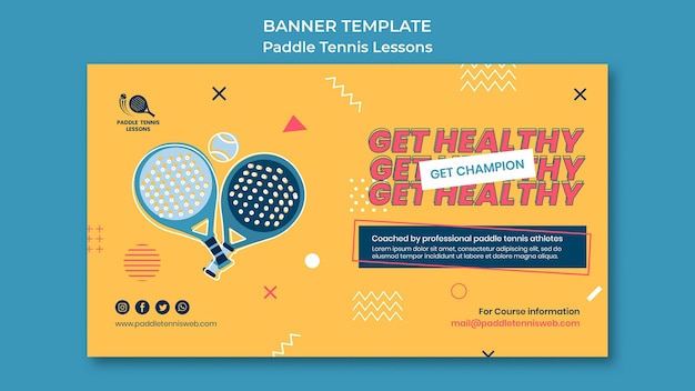 Free PSD paddle tennis lessons banner template