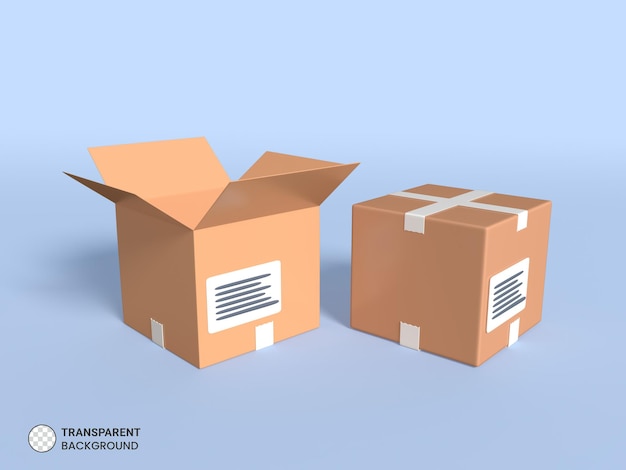 Free PSD paper parcel delivery box icon isolated 3d render illustration