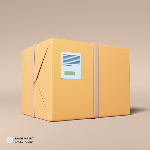 Free PSD paper parcel delivery box icon isolated 3d render illustration