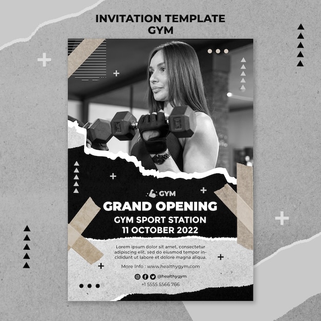 Free PSD paper texture gym invitation template