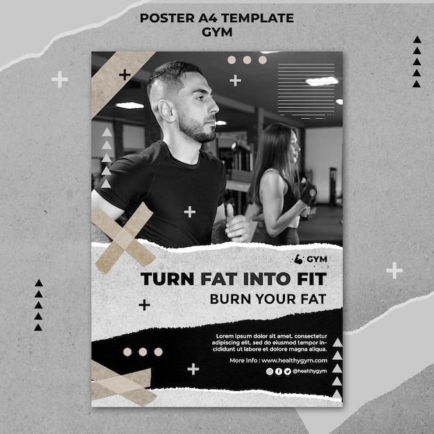 Free PSD paper texture gym poster template