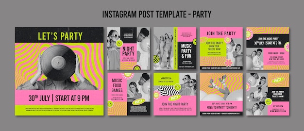 Free PSD party time instagram posts template