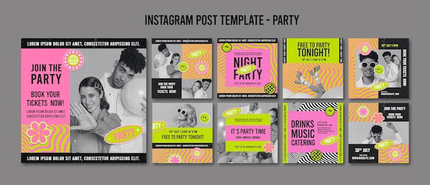 Free PSD party time instagram posts template