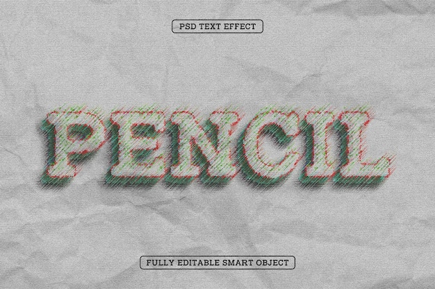 Free PSD pencil art editable text effect