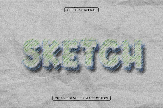 Free PSD pencil sketch art editable text effect