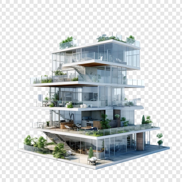 Free PSD penthouse house isolated on transparent background