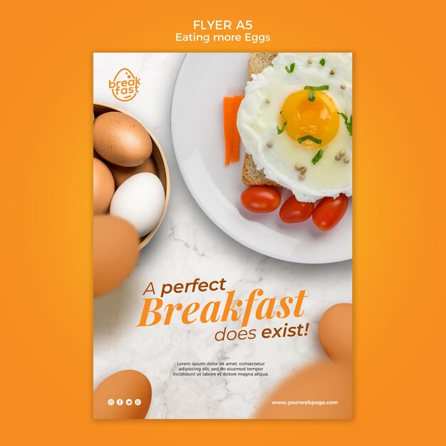 Perfect breakfast with eggs flyer template