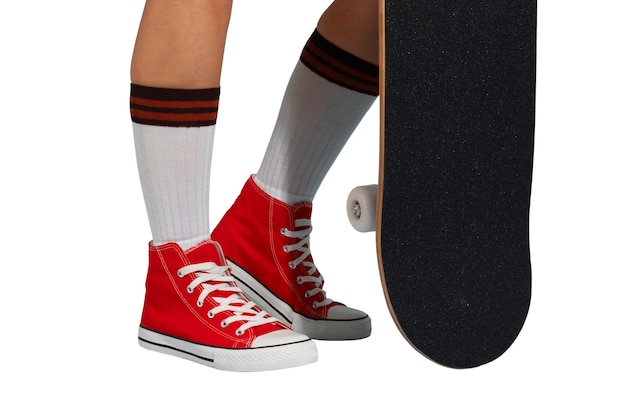 Free PSD person with skateboard and shoes