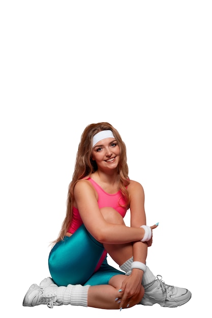 Free PSD person working 80s gym costume