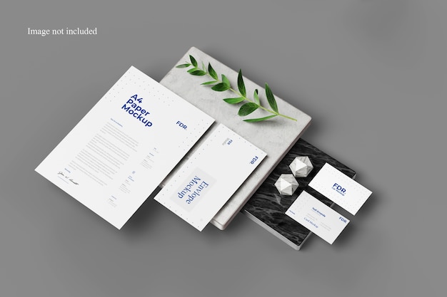 Free PSD perspective stationery mockup