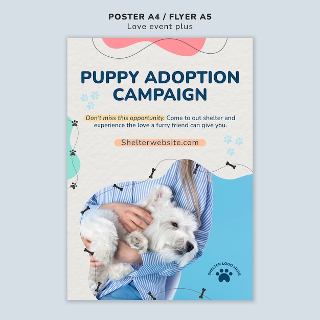 Free PSD pet adoption poster template