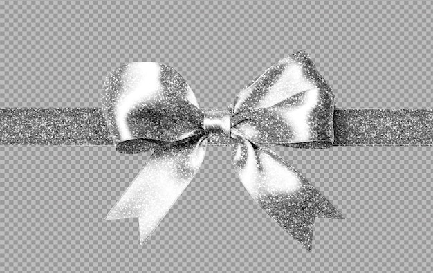 Free PSD photo of silver glitter satin bow for wrapping isolated on transparent background