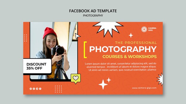 Photography lessons workshop social media promo template