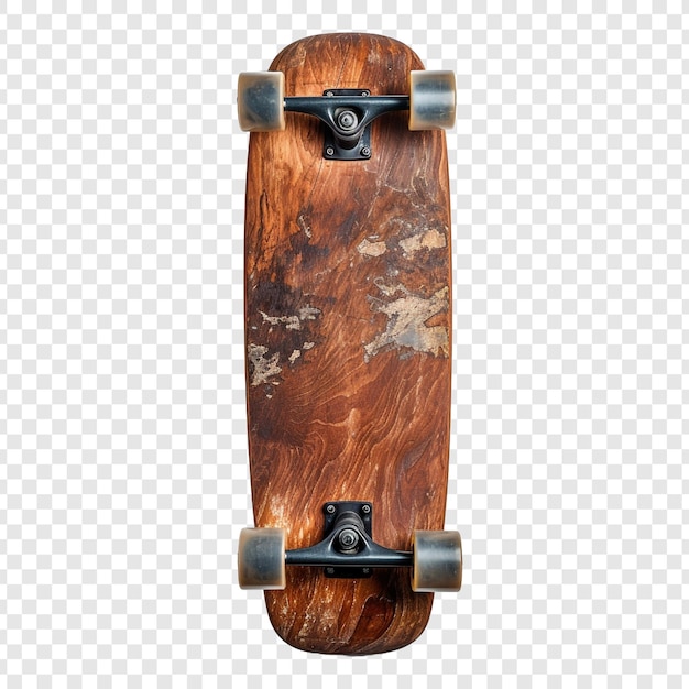 Free PSD picture of a vintage skateboard made of wood isolated on transparent background