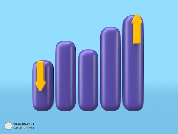 Free PSD pie chart growth stock of financial graph icon isolated 3d render illustration