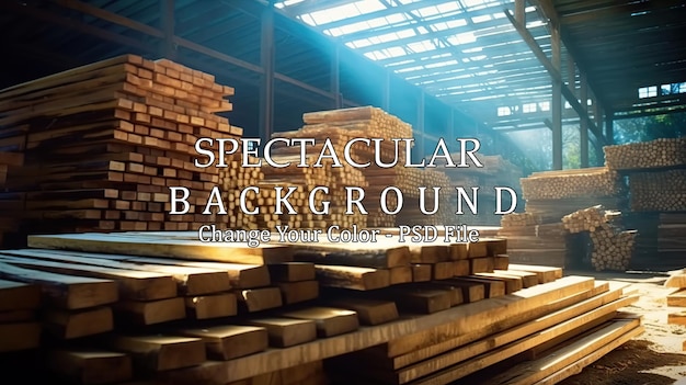 Free PSD piles of wooden boards wood timber stack