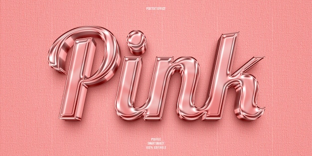 Free PSD pink 3d editable text effect