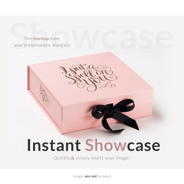 Free PSD pink gift box mock up