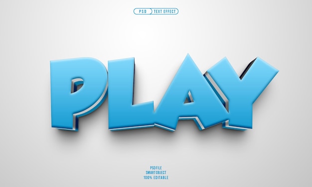 Free PSD play 3d editable text effect