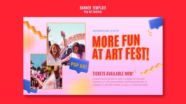 Pop art festival banner template