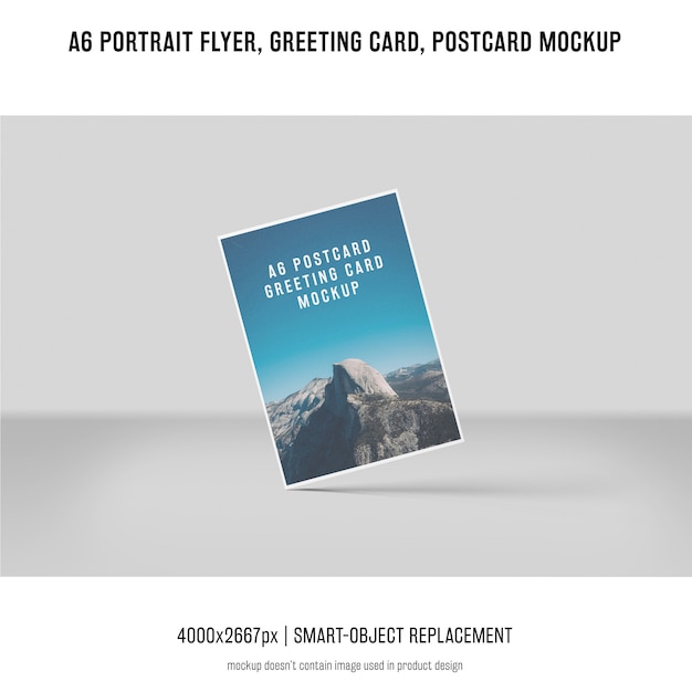 Free PSD portrait flyer, postcard, greeting card mockup