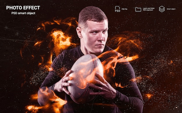 Free PSD portrait of person with sport effect