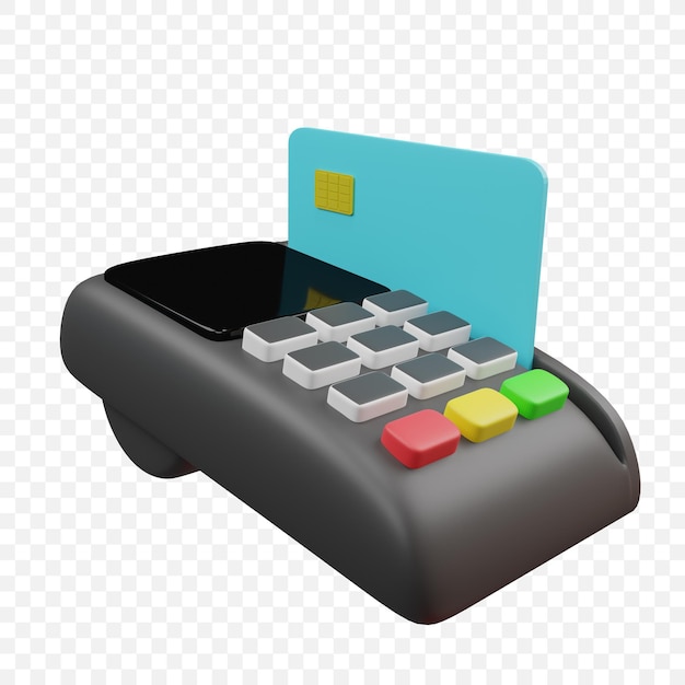 Free PSD pos machine payment terminal icon isolated 3d render illustration