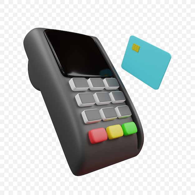 Free PSD pos machine payment terminal icon isolated 3d render illustration